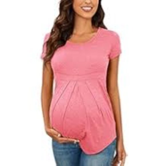 🔥🔥SALE🔥🔥Glampunch Women's Maternity Tops Short Sleeve Round Neck NWOT - Picture 1 of 4